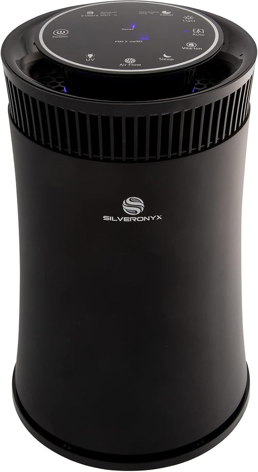 Air Purifier for Home Large Room – 5-In-1 HEPA Filter System, Covers up to 500 Sq Ft for New Home for Allergies, Pets, Smoke, Remove Dust & Odor, Quiet, High Filtration Efficiency – , Black